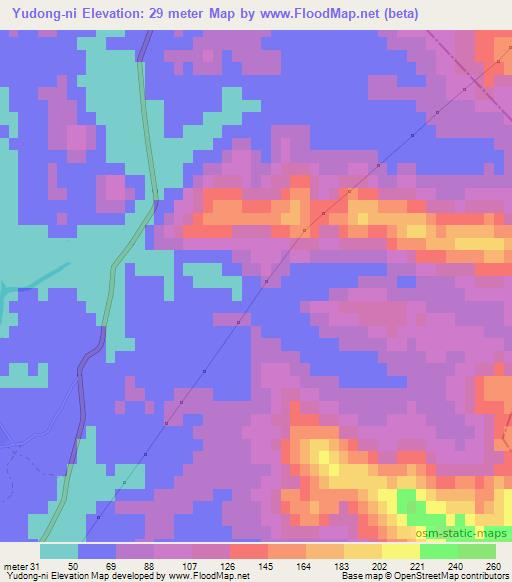 Yudong-ni,North Korea Elevation Map