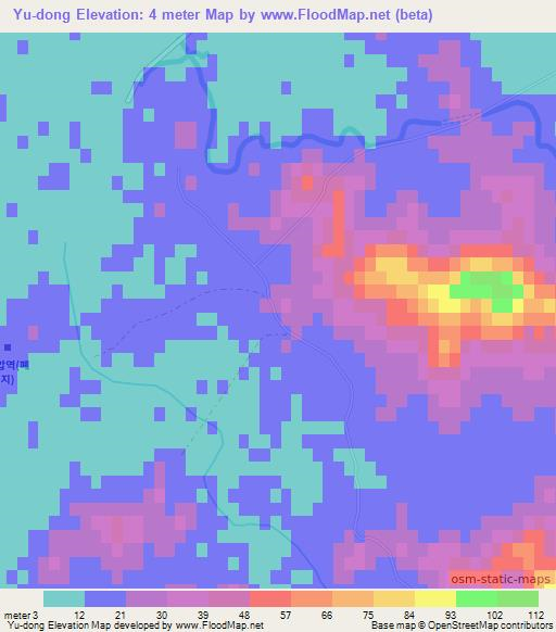 Yu-dong,North Korea Elevation Map