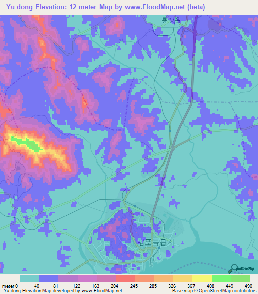 Yu-dong,North Korea Elevation Map