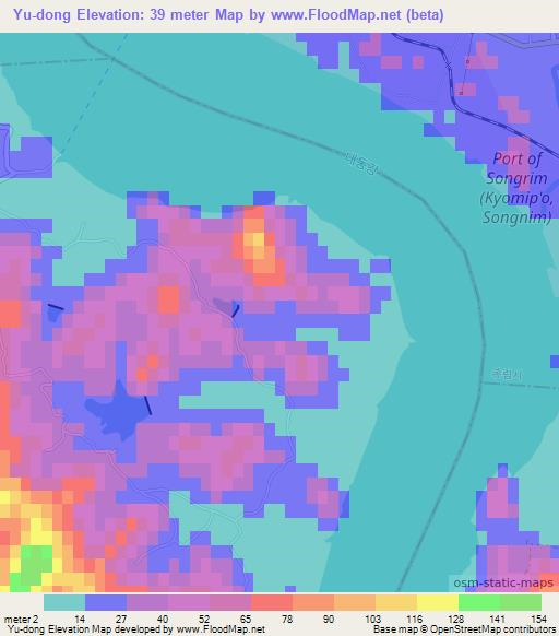 Yu-dong,North Korea Elevation Map