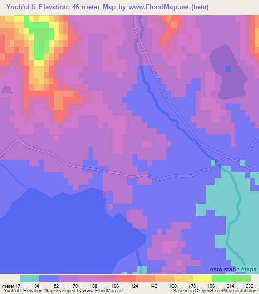 Yuch'ol-li,North Korea Elevation Map