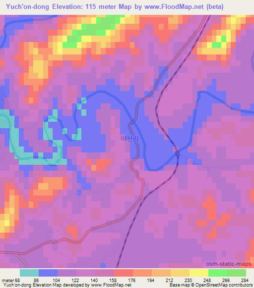 Yuch'on-dong,North Korea Elevation Map