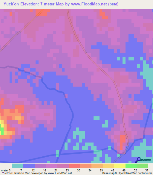 Yuch'on,North Korea Elevation Map