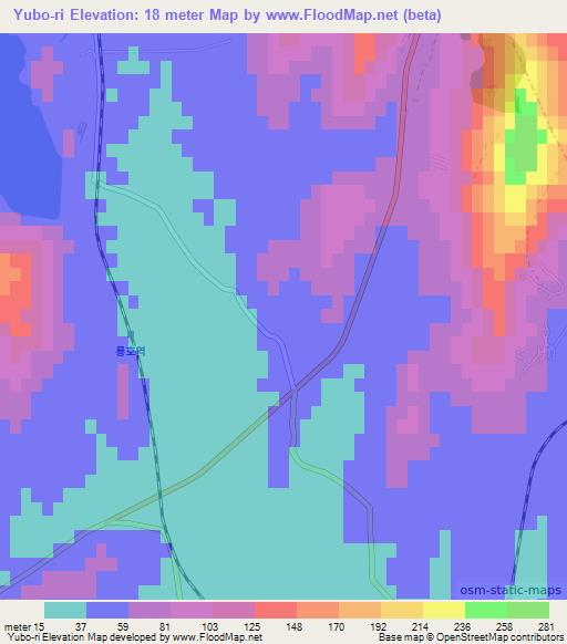 Yubo-ri,North Korea Elevation Map