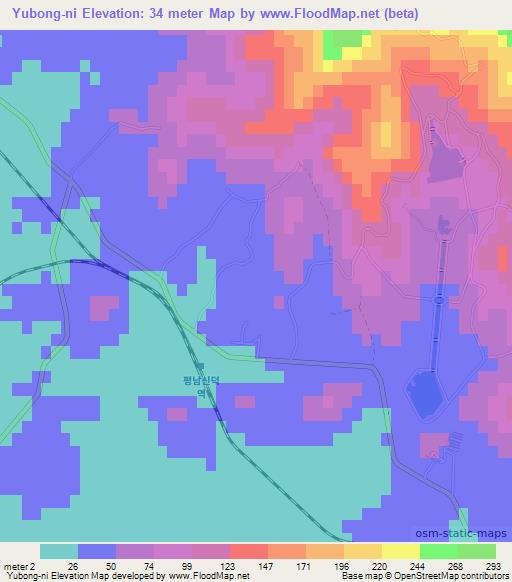 Yubong-ni,North Korea Elevation Map