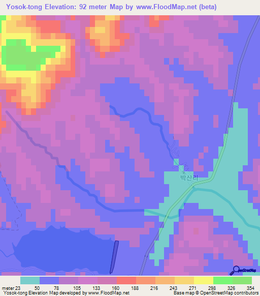 Yosok-tong,North Korea Elevation Map