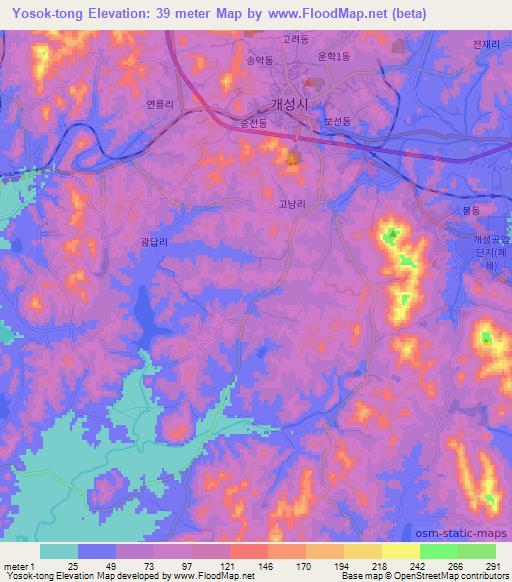 Yosok-tong,North Korea Elevation Map
