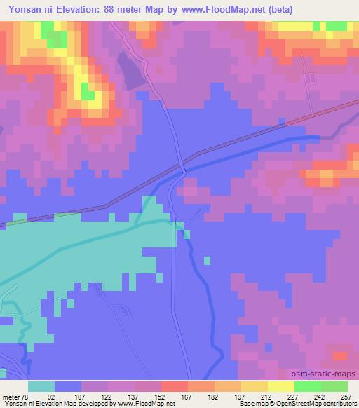 Yonsan-ni,North Korea Elevation Map