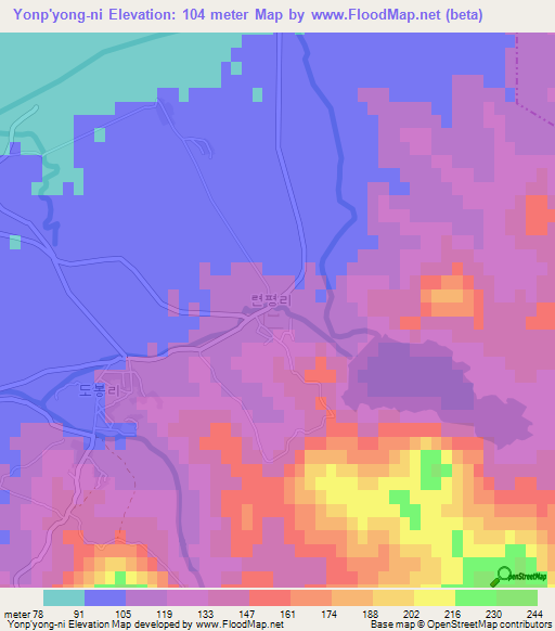 Yonp'yong-ni,North Korea Elevation Map