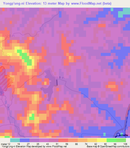 Yongp'ung-ni,North Korea Elevation Map