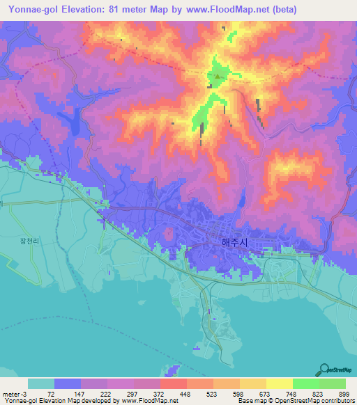 Yonnae-gol,North Korea Elevation Map