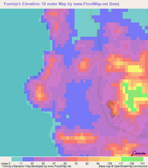 Yonmip'o,North Korea Elevation Map