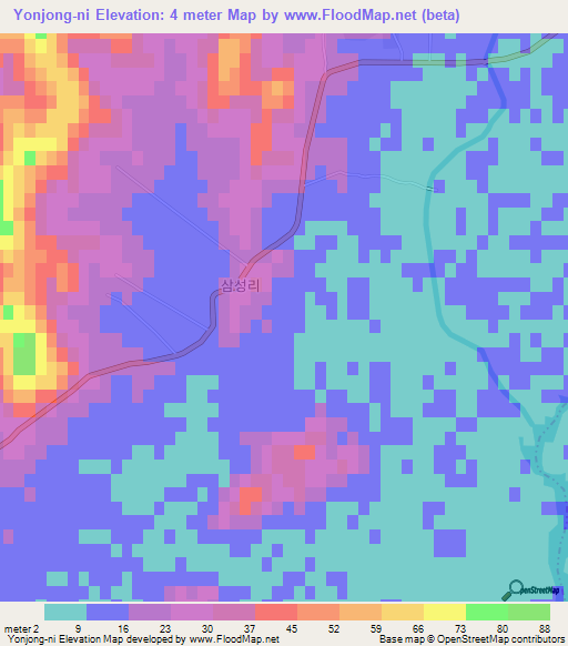 Yonjong-ni,North Korea Elevation Map