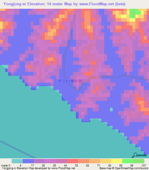 Yongjong-ni,North Korea Elevation Map