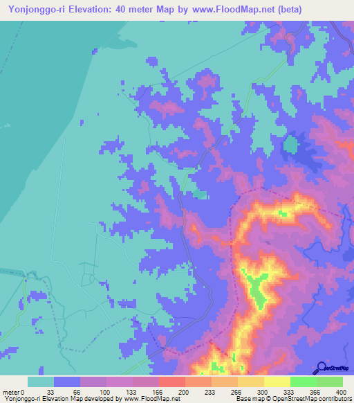 Yonjonggo-ri,North Korea Elevation Map