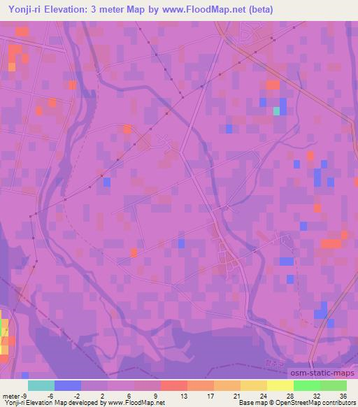 Yonji-ri,North Korea Elevation Map