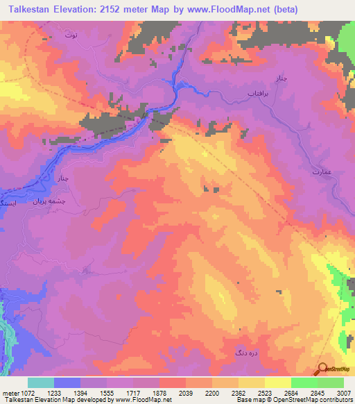 Talkestan,Iran Elevation Map