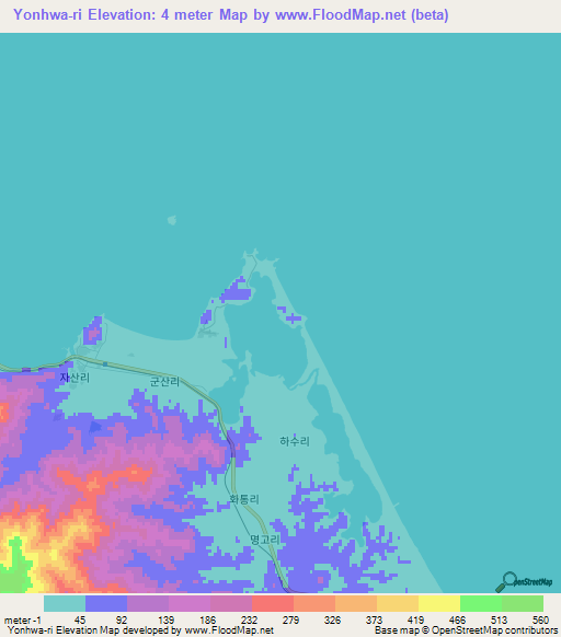 Yonhwa-ri,North Korea Elevation Map