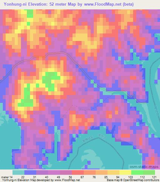 Yonhung-ni,North Korea Elevation Map