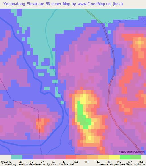Yonha-dong,North Korea Elevation Map