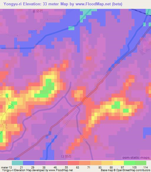 Yongyu-ri,North Korea Elevation Map