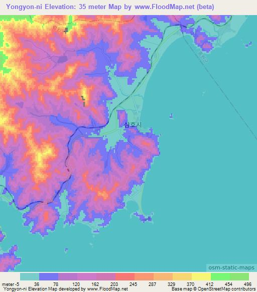 Yongyon-ni,North Korea Elevation Map