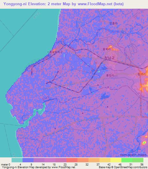 Yongyong-ni,North Korea Elevation Map