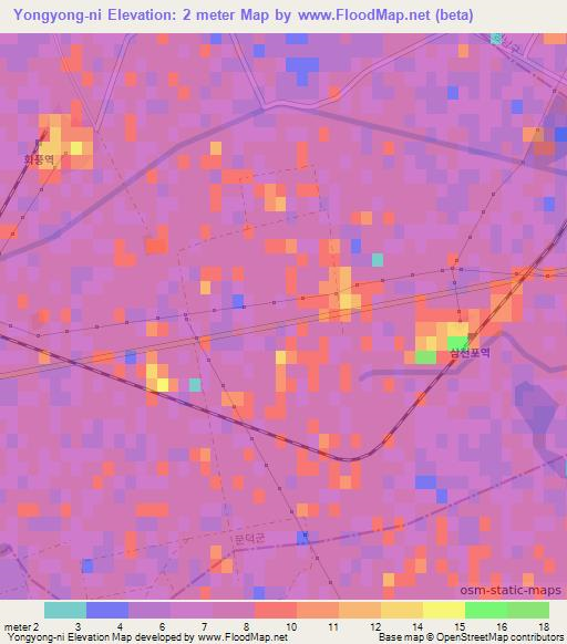 Yongyong-ni,North Korea Elevation Map