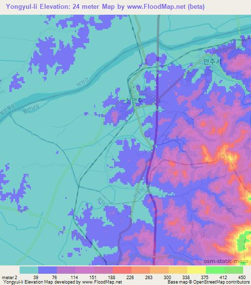 Yongyul-li,North Korea Elevation Map