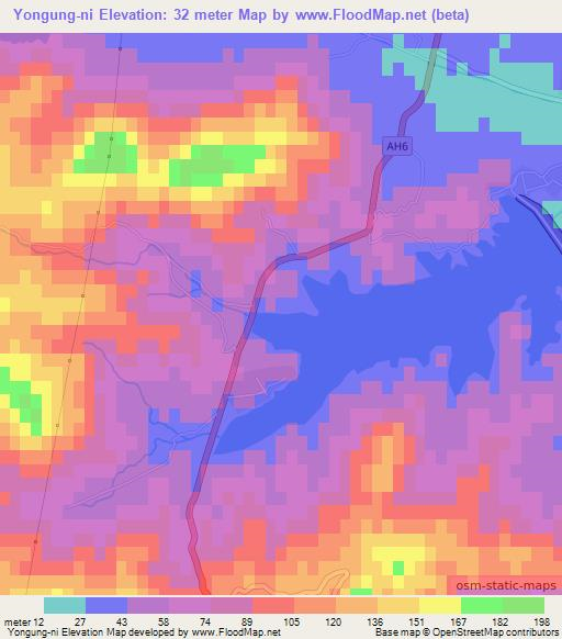 Yongung-ni,North Korea Elevation Map