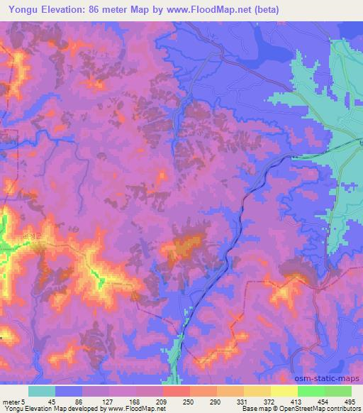 Yongu,North Korea Elevation Map