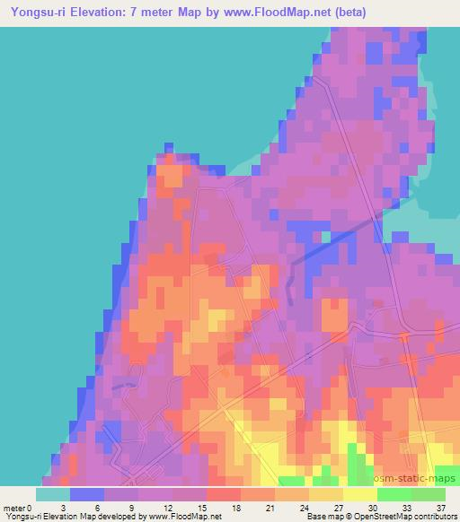 Yongsu-ri,North Korea Elevation Map