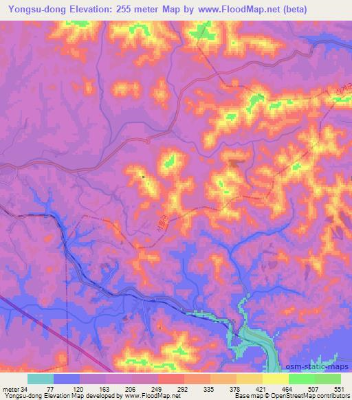 Yongsu-dong,North Korea Elevation Map