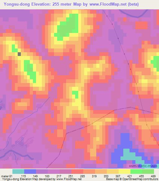 Yongsu-dong,North Korea Elevation Map
