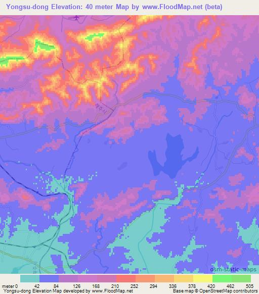 Yongsu-dong,North Korea Elevation Map