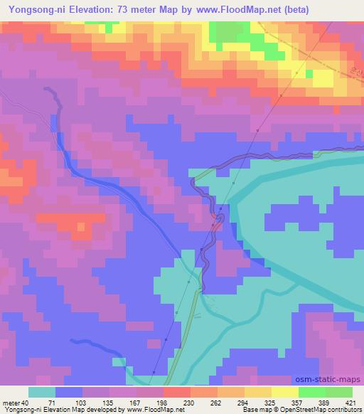 Yongsong-ni,North Korea Elevation Map