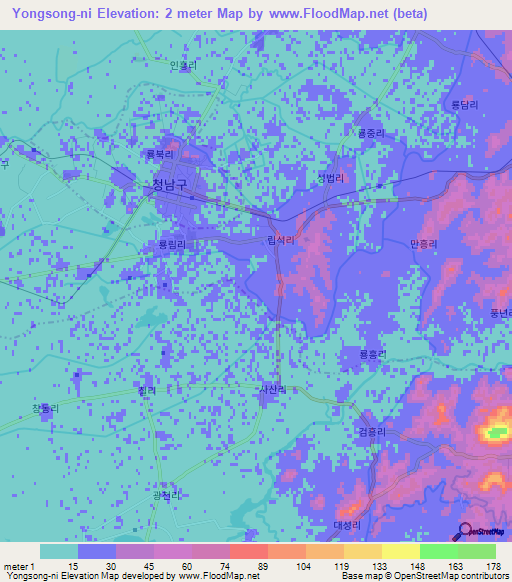 Yongsong-ni,North Korea Elevation Map