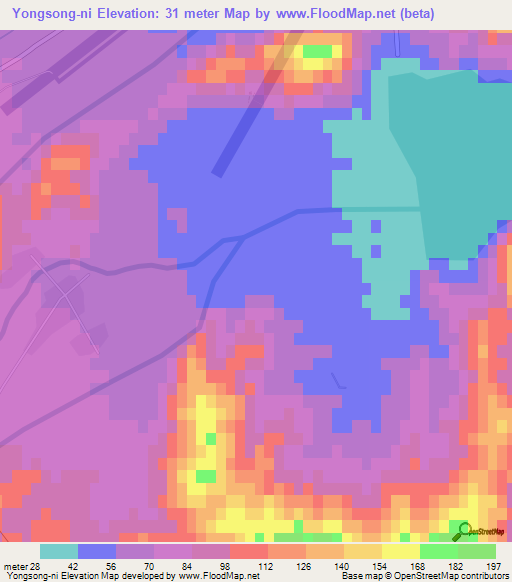Yongsong-ni,North Korea Elevation Map