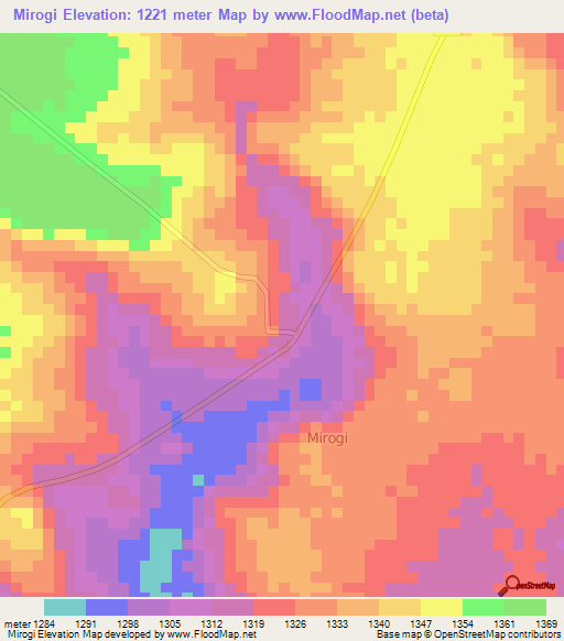 Mirogi,Kenya Elevation Map