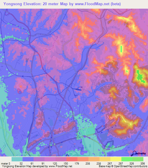 Yongsong,North Korea Elevation Map