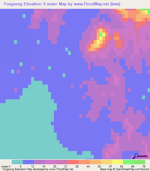 Yongsong,North Korea Elevation Map