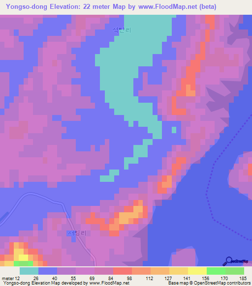Yongso-dong,North Korea Elevation Map