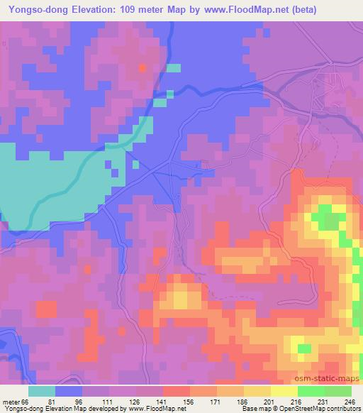 Yongso-dong,North Korea Elevation Map