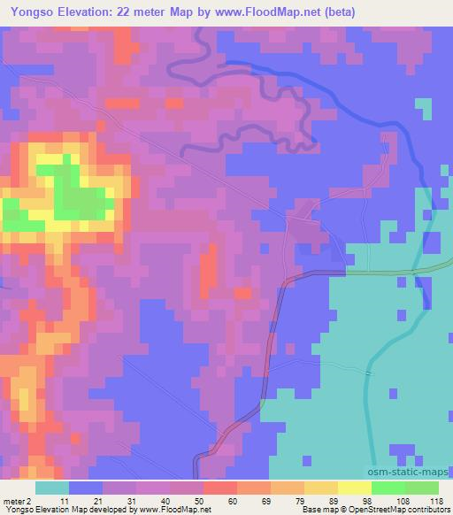 Yongso,North Korea Elevation Map