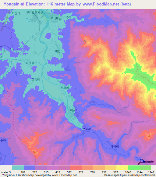 Yongsin-ni,North Korea Elevation Map