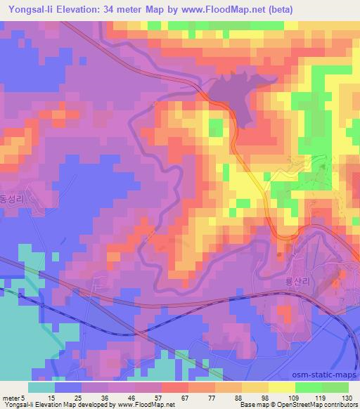Yongsal-li,North Korea Elevation Map