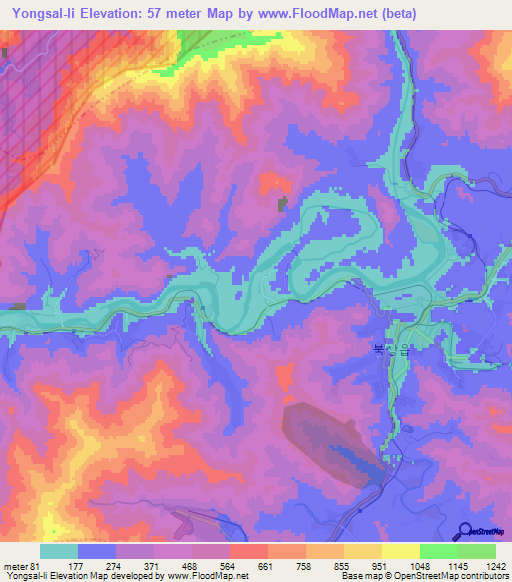 Yongsal-li,North Korea Elevation Map