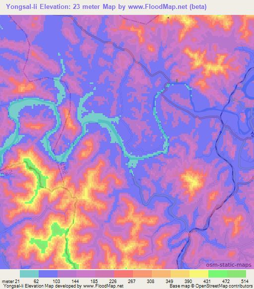 Yongsal-li,North Korea Elevation Map