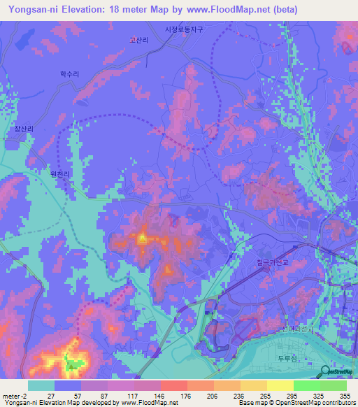 Yongsan-ni,North Korea Elevation Map