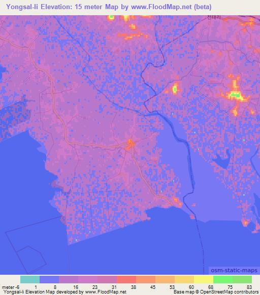 Yongsal-li,North Korea Elevation Map